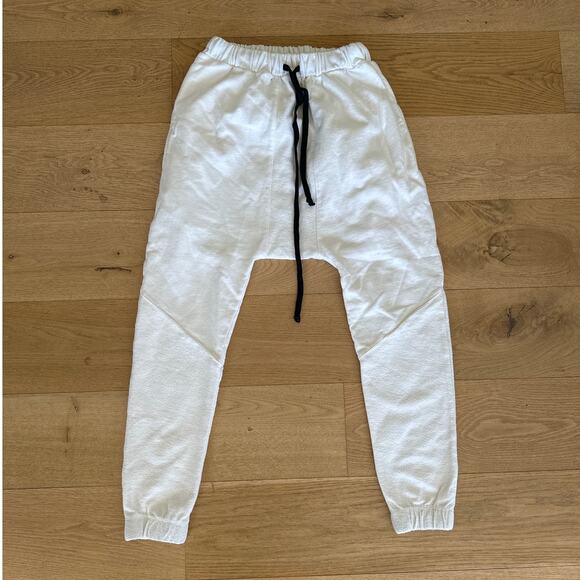 Men’s Knomadik by Daniel Patrick - Drop Crotch Sweatpants in White & Black - Picture 1 of 6